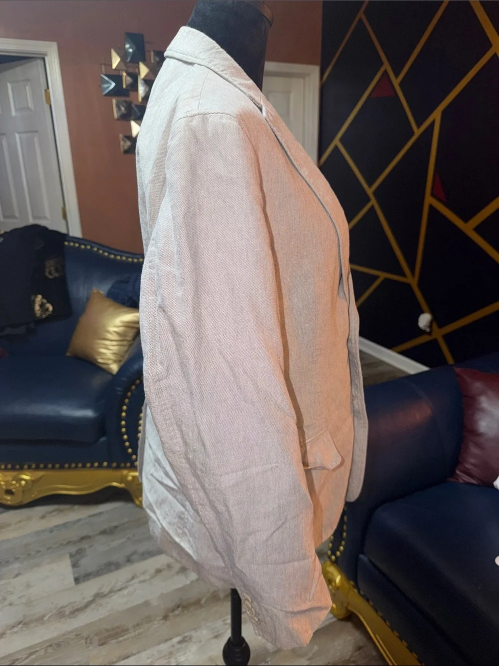 Light Gray Men's Linen-Blend Blazer